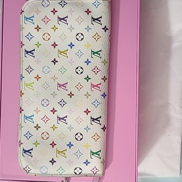 EUC Louis Vuitton x Takashi Murakami White Portefeuille Insolite Monogram Wallet - Picture 2 of 11